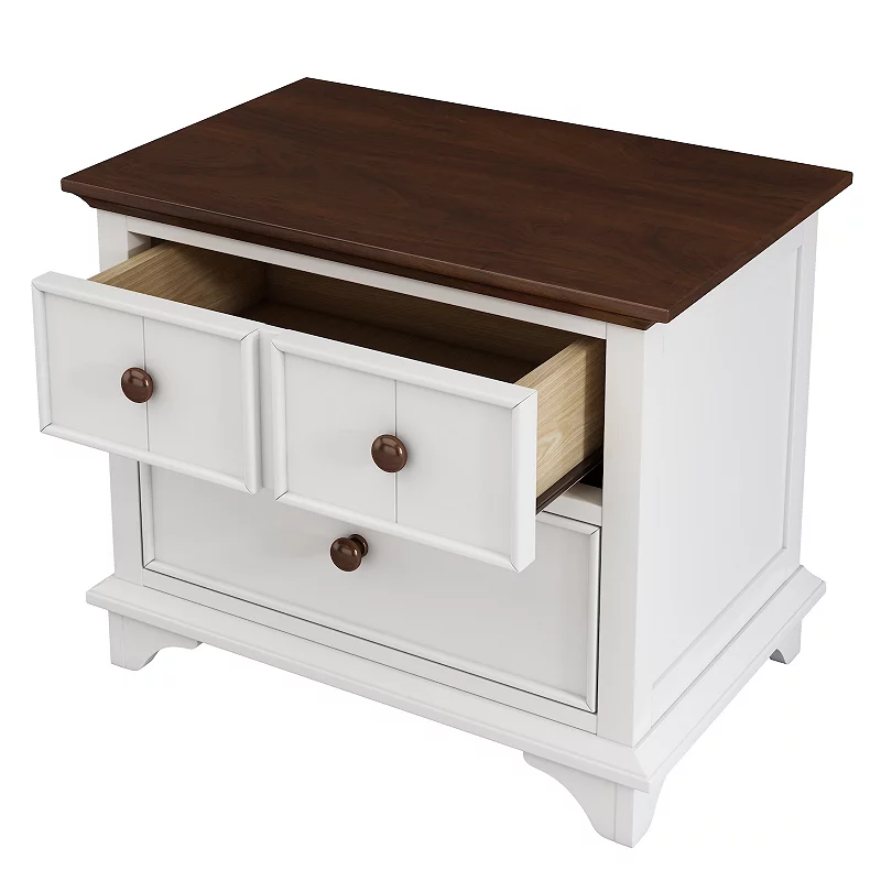 Wooden Captain Two-Drawer Nightstand Kids Night Stand End Side Table for Bedroom， Living Room