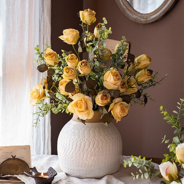 RusticReach Dry Flower Dry Rose Stem White or Yellow 23 Tall