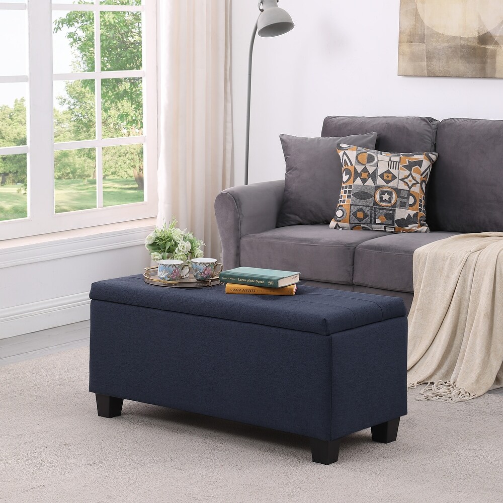 3 Pcs Large Storage Ottoman Bench Set  Combination Ottoman  Tufted Ottoman Linen Bench for Living Room  Hallway  Bedroom