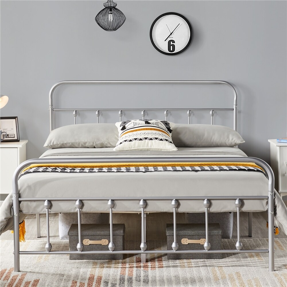 Yaheetech Metal Frames Bed with High Headboard and Footboard