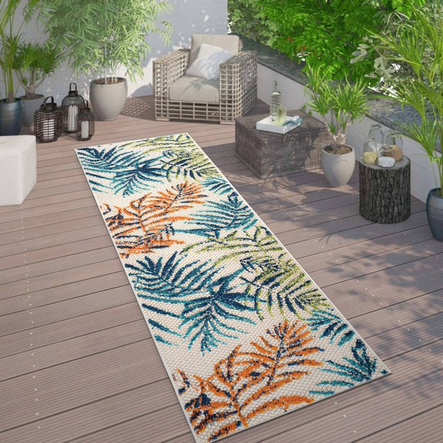 World Rug Gallery Bahama Palm Frond Floral Indoor outdoor Area Rug