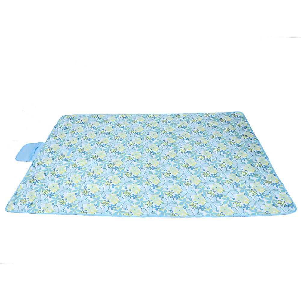 Large Waterproof Moisture proof Picnic Blanket Portable Camping Mats Light Blue Flower Pattern145x200cm