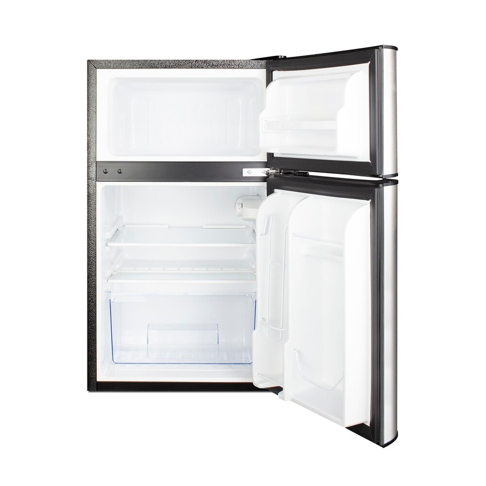 Summit 19 Inch Wide 3.2 Cu. Ft. Compact Refrigerator with Adjustable   Stainless Steel