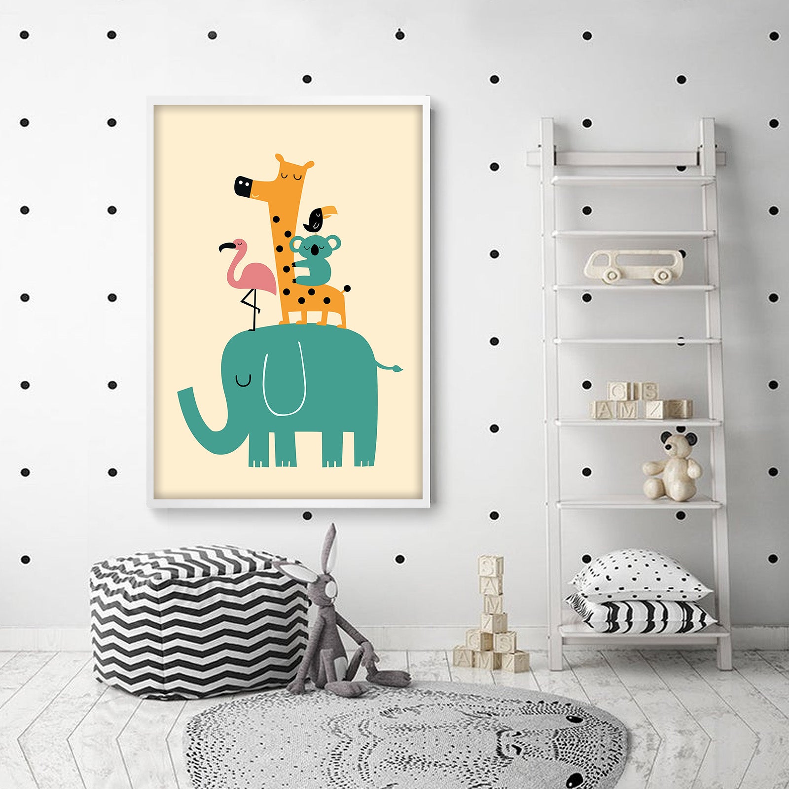 Zoo Friends Framed Graphic Art Print  Soapr0012