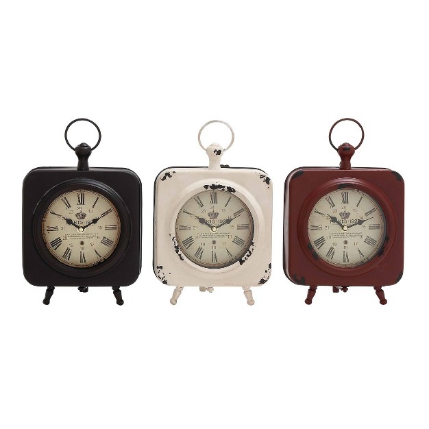 Set Of 3 Metal Clocks With Ring Top Olivia amp May