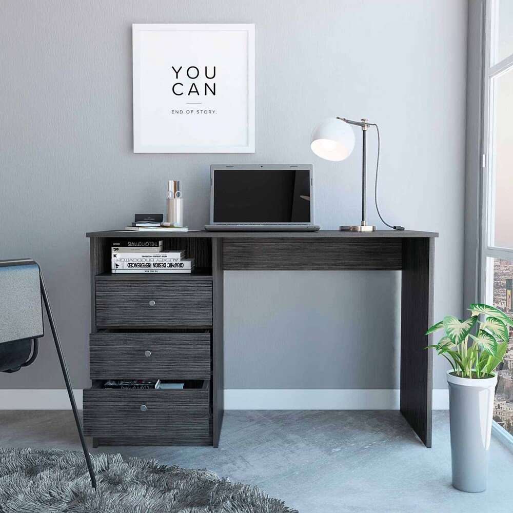 Modern Style Computer Desk With 3 Drawer 1 Shelf There's Plenty of Space Suitable for Areas Such as Home Offices