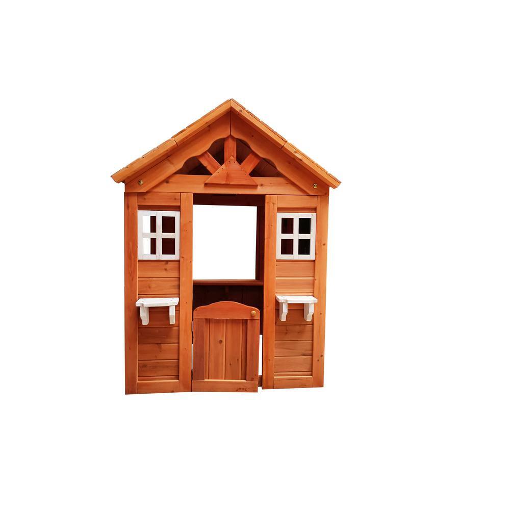 Tidoin All Wooden Kids Playhouse with 2 Windows and Flowerpot Holder Wonh-YDW1-852