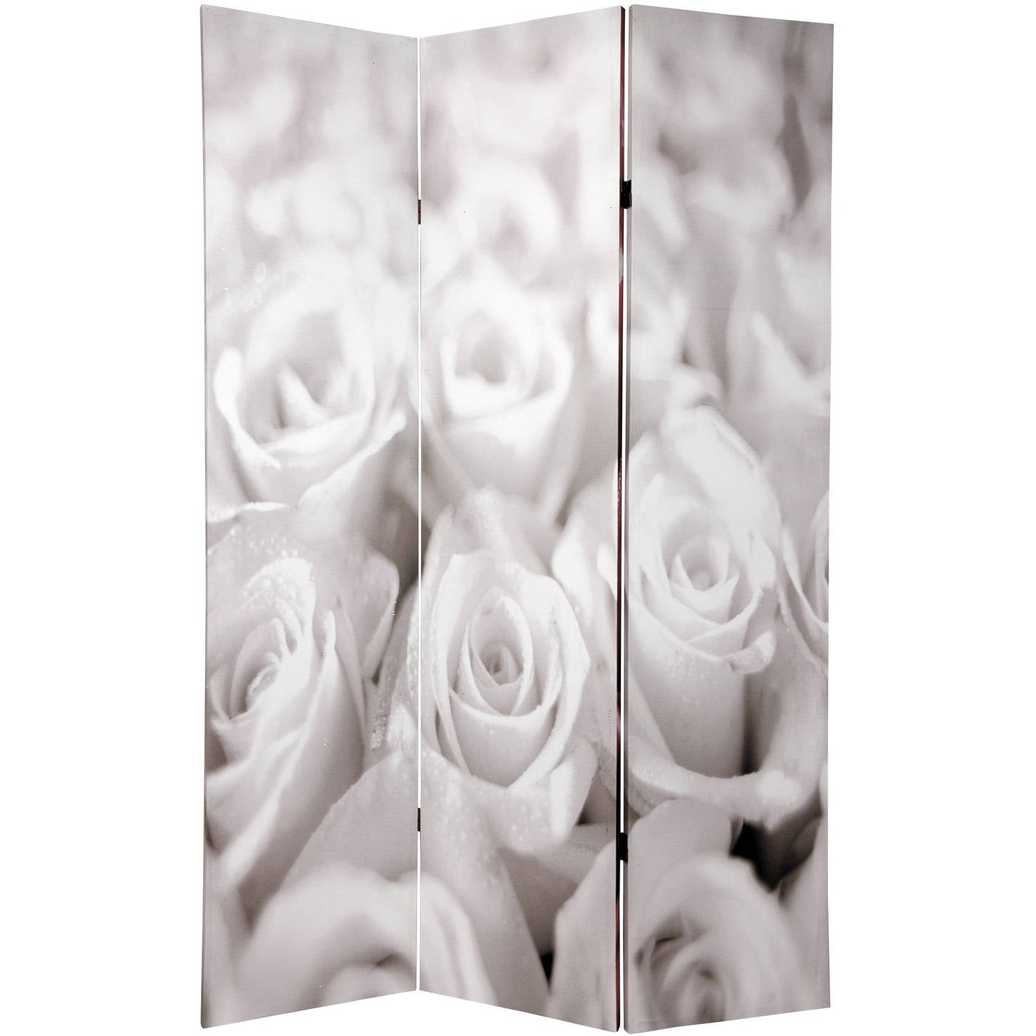 Oriental Furniture 6 ft. Tall Double Sided Roses Room Divider - 3 Panel