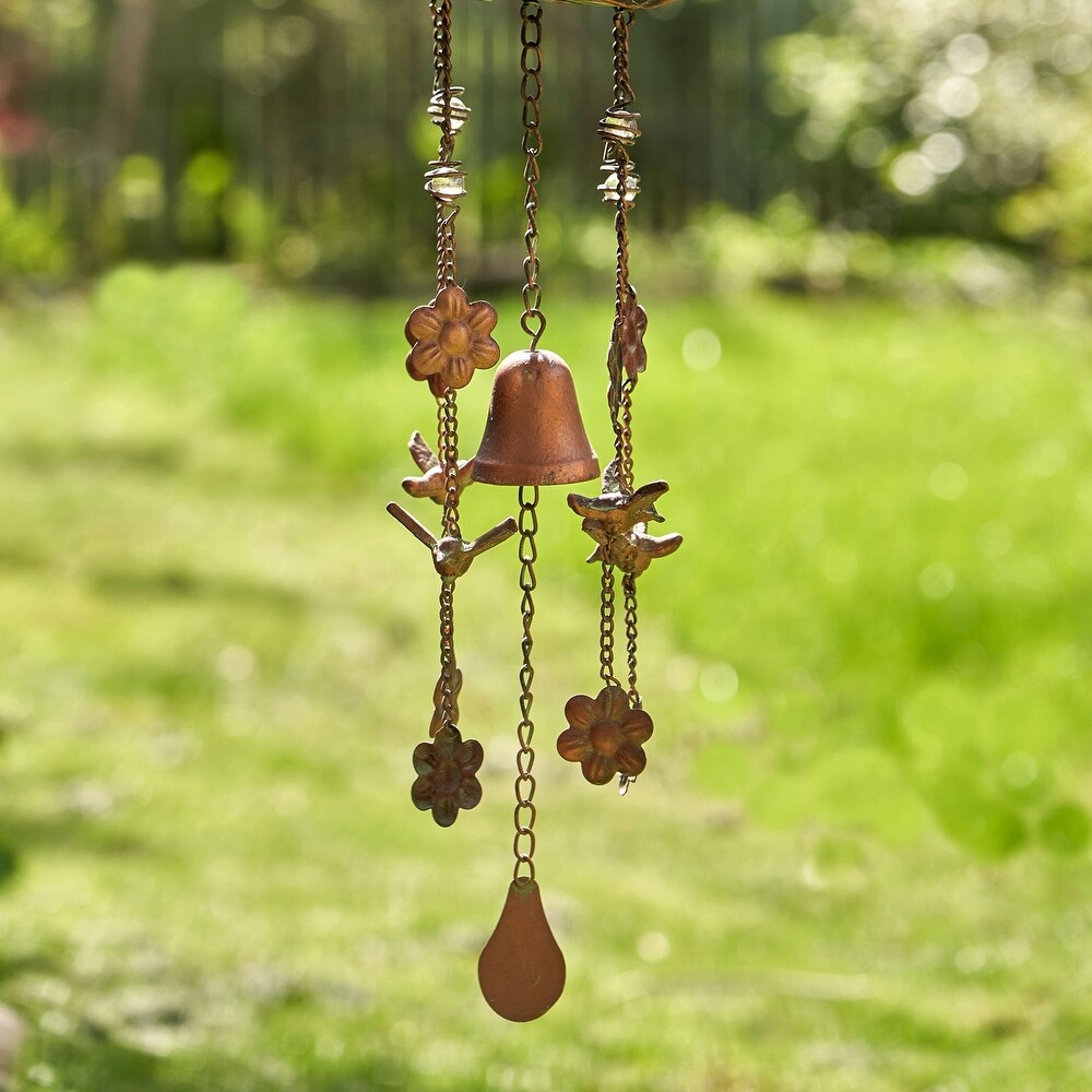Antique Copper Hanging Birdhouse Wind Chime \