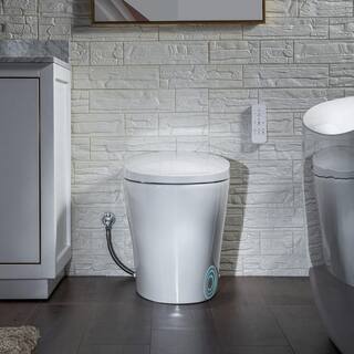 WOODBRIDGE Intelligent Chair Height 1.0 GPF 1.6 GPF Elongated Toilet in White with Auto Flush and Foot Sensor Operation HT0060