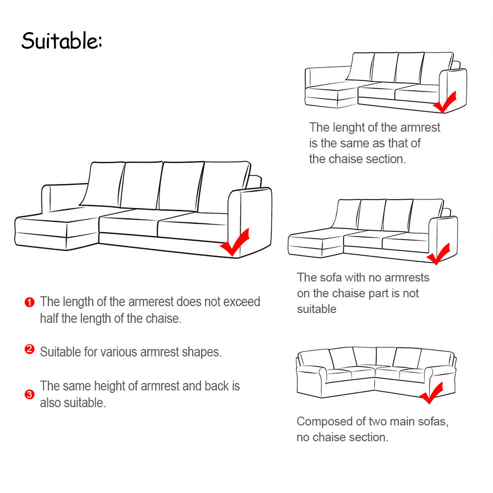 ODOMY Sofa Slipcover Square Sectional Couch Cover Anti-Slip Sofa Cover Washable Furniture Protector Armrest Backrest Cover for Dogs Cats Pet Kids Children