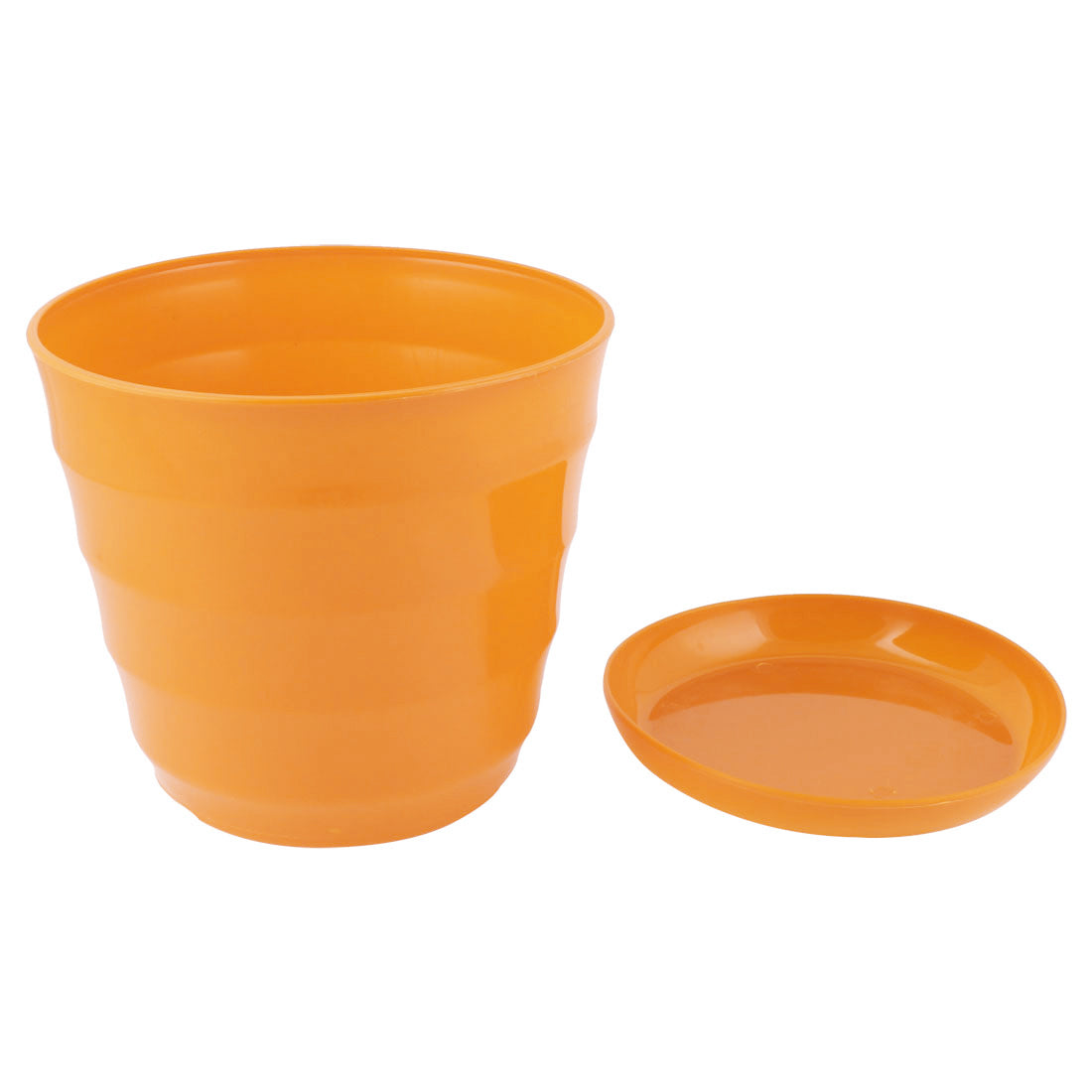 Unique Bargains Home Garden Office Plastic Round Plant Planter Holder Flower Pot Orange