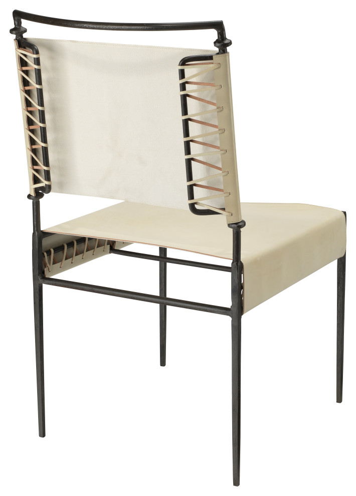 Mid Century Modern Iron and White Leather Dining Chair Sweetwater   Midcentury   Dining Chairs   by GwG Outlet  Houzz