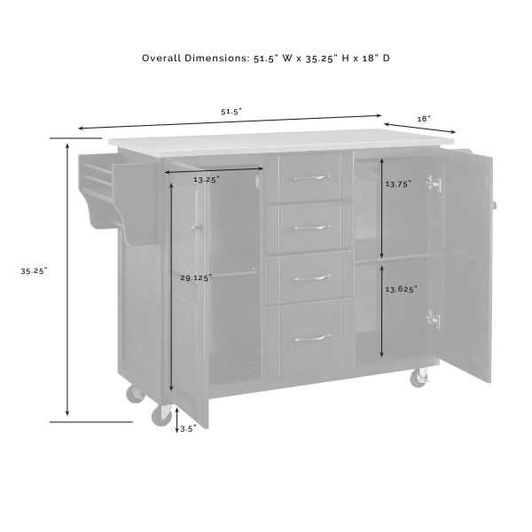 Eleanor Wood Top Kitchen Cart