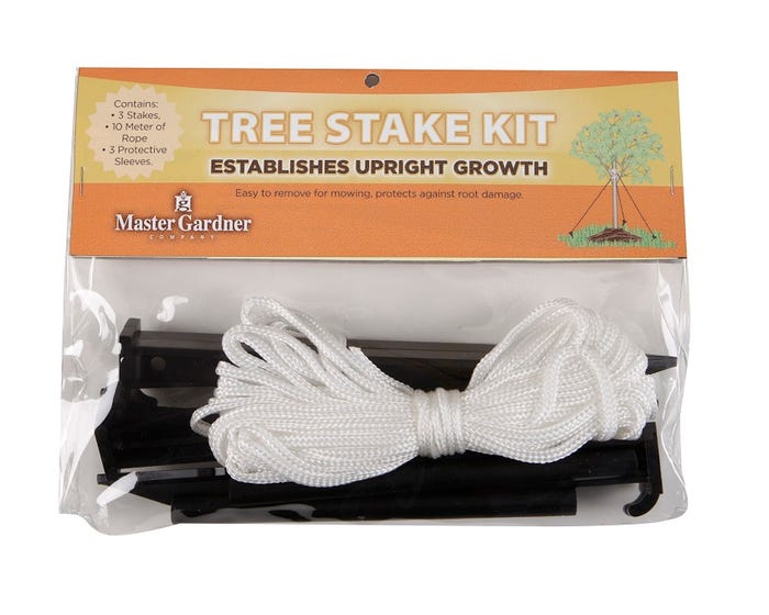 Master Gardner Tree Stake Kit 3 stakes rope and protective sleeves 811