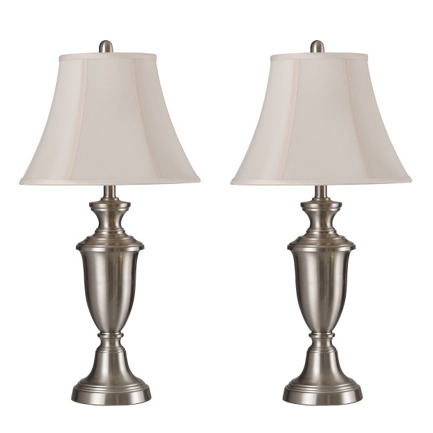 Set Of 2 Table Lamps Brushed Steel Finish Stylecraft