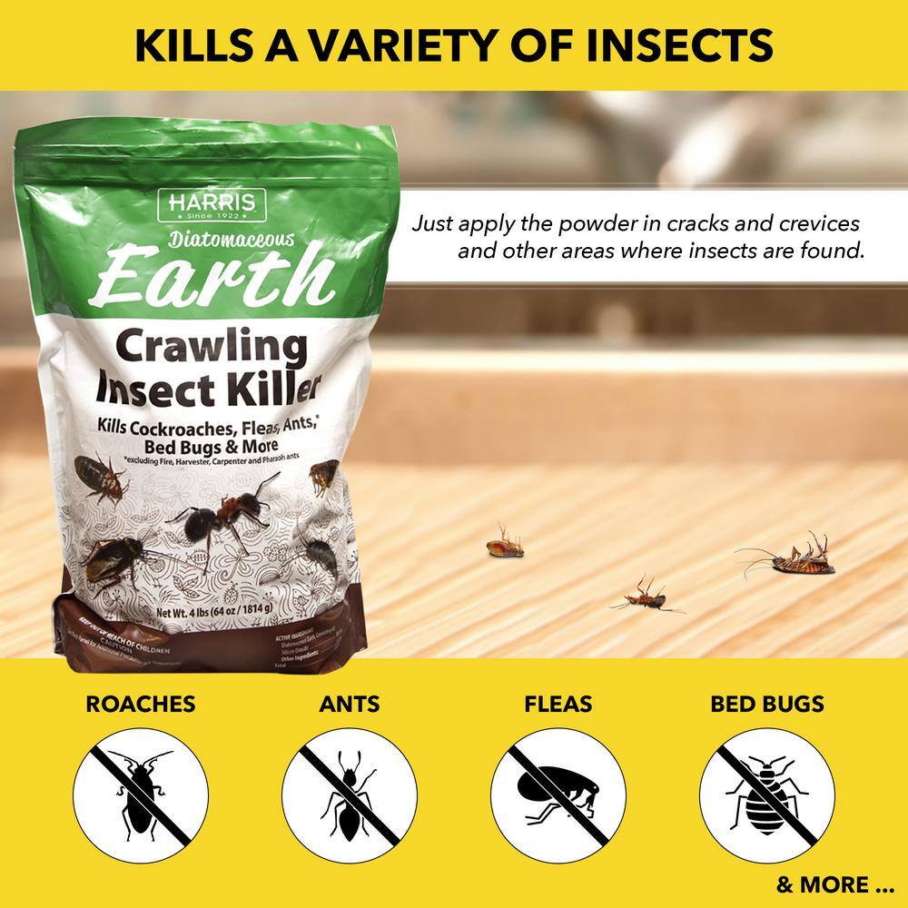 Harris 64 oz. Diatomaceous Earth Crawling Insect Killer (4-Pack) 4DECRAWL-64