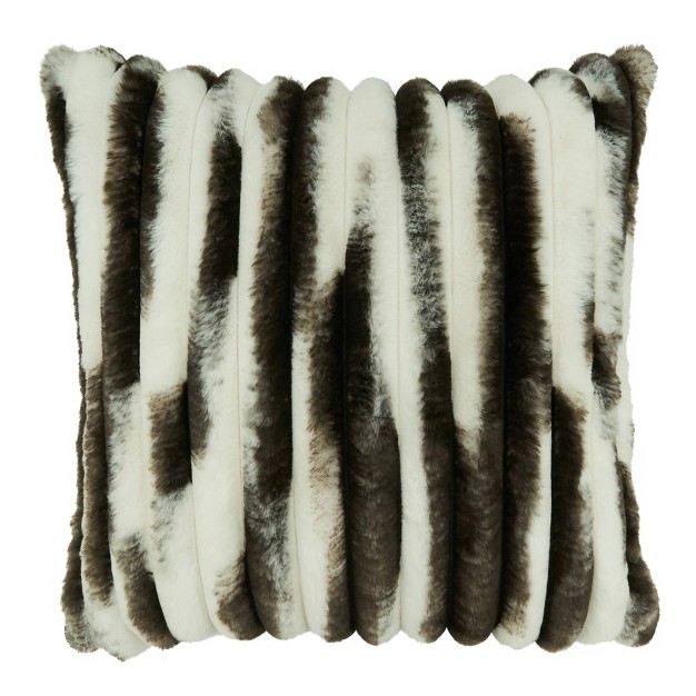 Poly Filled Faux Fur Design Square Throw Pillow Black Saro Lifestyle