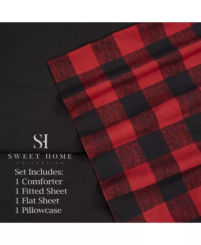 Sweet Home Collection Buffalo Check 5-Pc. Twin Sheet and Comforter Set