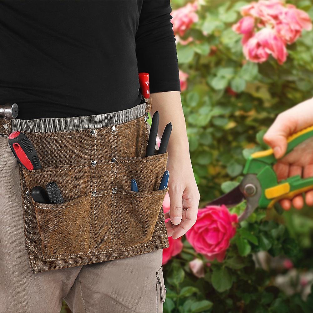 Heavy Duty Waterproof Waxed Canvas Work Apron With Tool Pockets