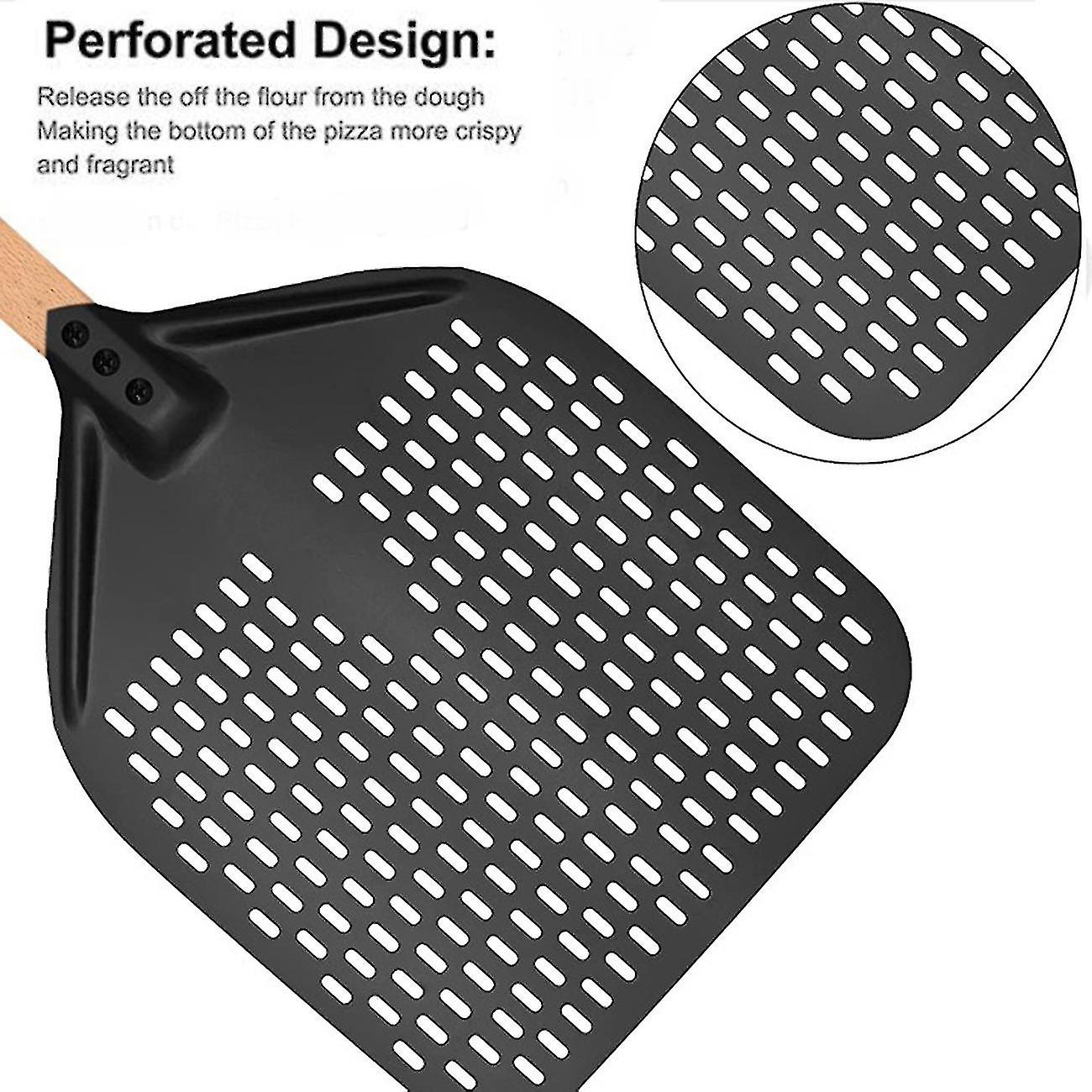 Pizza ，perforated Pizza Shovel，rectangular Pizza Turning Spatula With Detachable，for 12-inch Pizza