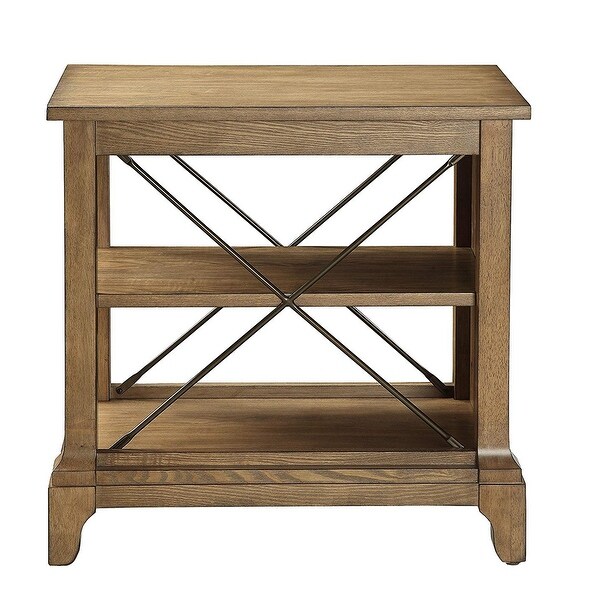 Wooden Side Table With 2 Compartments - 24 H x 24 W x 16 L Inches