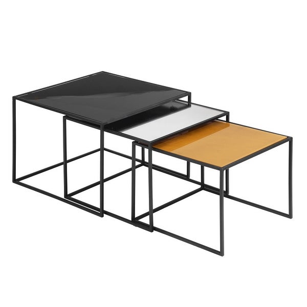 Homy Casa Set of three small modern nesting tables in different colours