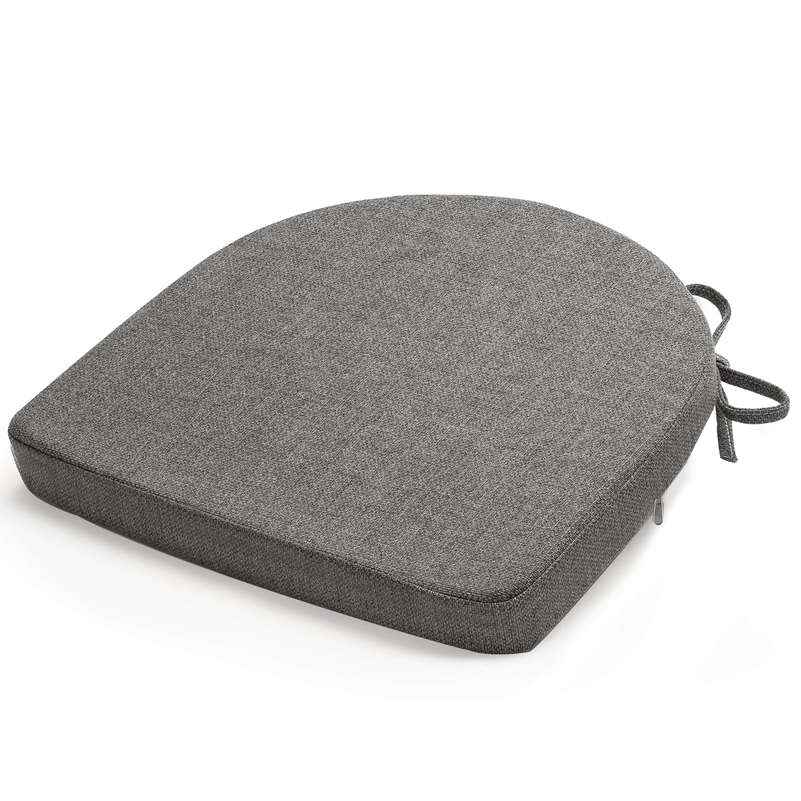 HBlife Chair Cushion with Ties for Dining Chairs - Memory Foam Non Slip Kitchen Chair Pad and Dining Seat Cushion with Removable Cover - 17 x 16.5 inches - Dark Gray