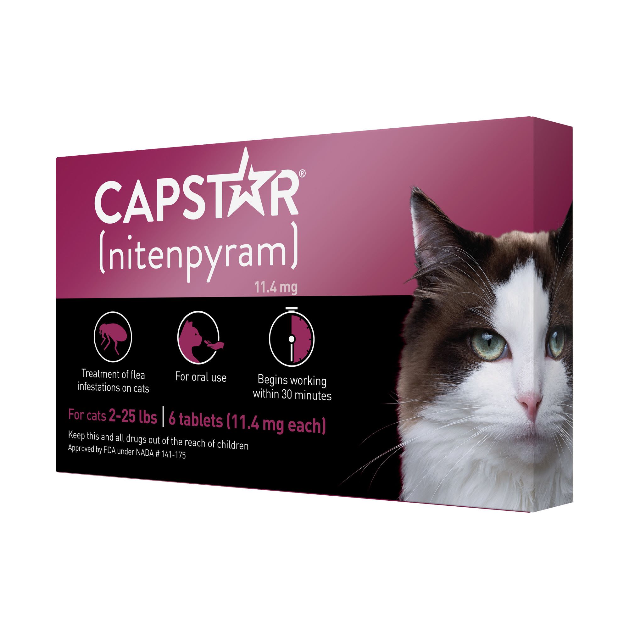 Capstar Flea Tablets for Cats 2-25 lbs.， Count of 6