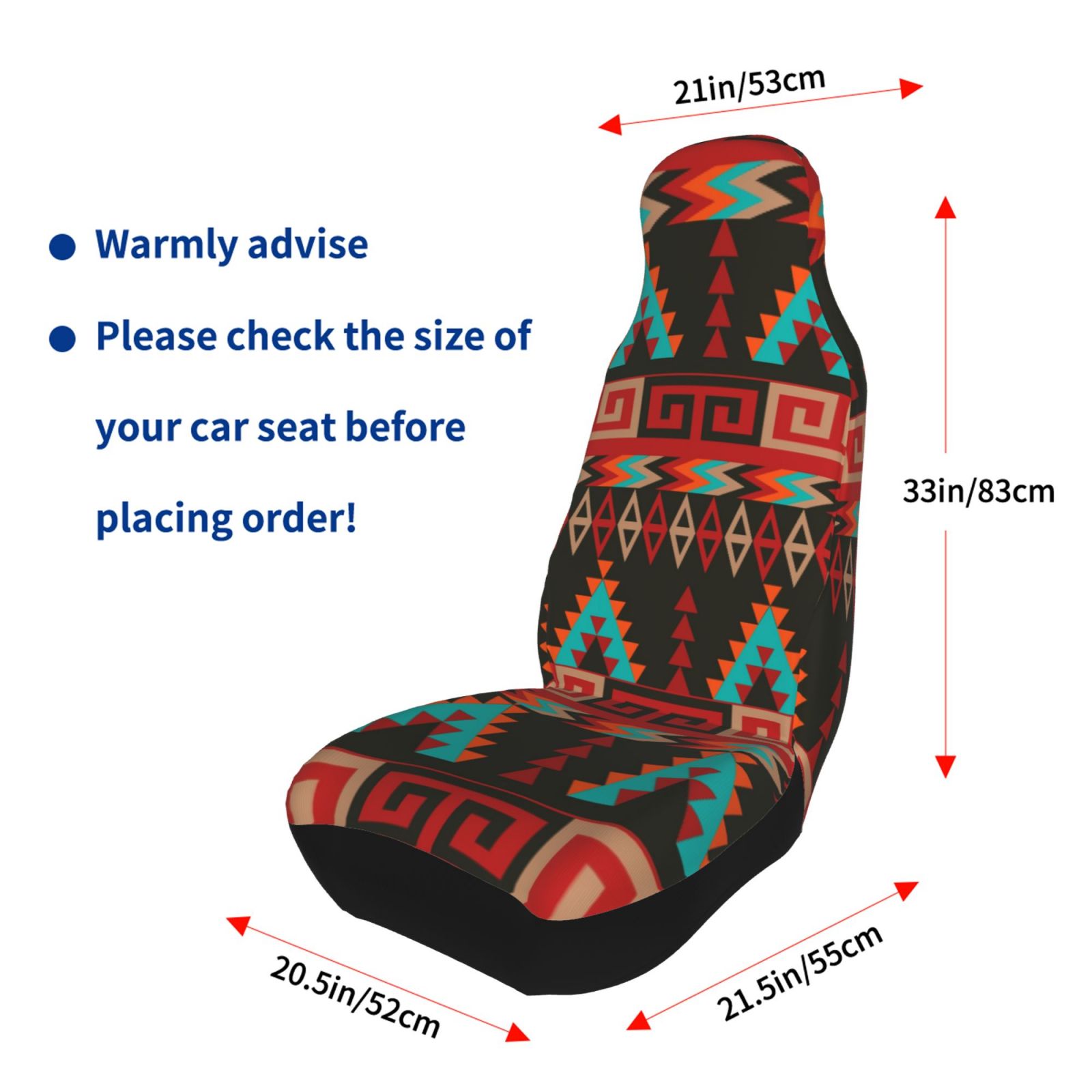 TEQUAN Front Seat Covers， Vintage Geometry Exotic Nordic Style Pattern 2 Piece Car Seat Cover Fit Most Car SUV Truck Van