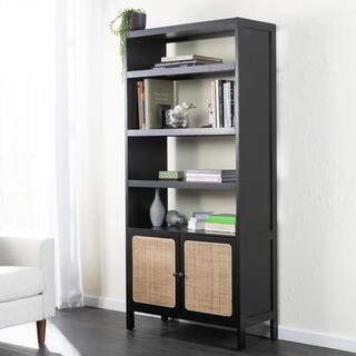 SEI FURNITURE Carondale 74 in. Wide Black 4-shelves Standard Bookcase HD109619