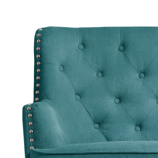 Moser Bay Mignon Velvet / Linen 30'' Wide Tufted Wingback Accent Chair