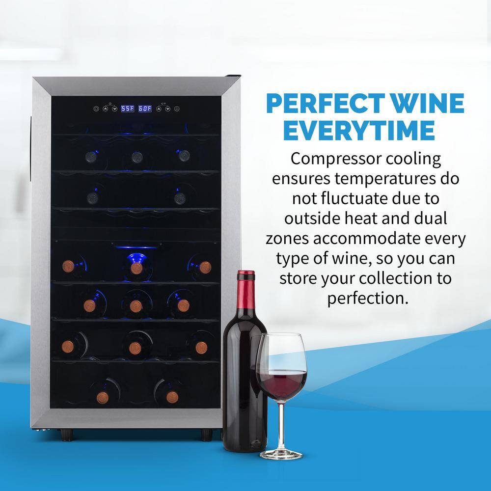 NewAir Dual Zone 19 in. 43-bottle Compressor Wine Fridge NWC043SS00