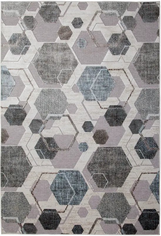 Napa 5 x 8 Gray Hexagon Area Rug