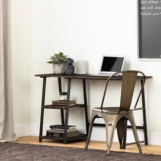 South Shore 19.7 in. Rectangular Cracked Fall OakBlack Writing Desks with Open Storage 12112