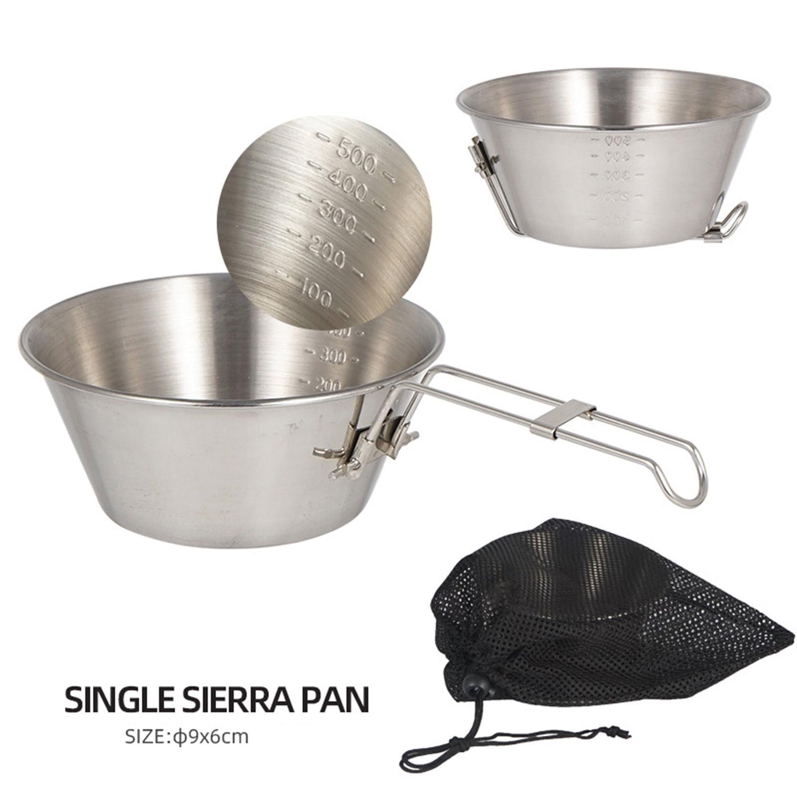 Camping Bowl-Stainless Steel Folding Bowl with Handle-550ml Large Size Sierra Cup Bowl-Picnic Bowl with Mesh Travel Bag-for Adult Children Outdoor Camping Tableware