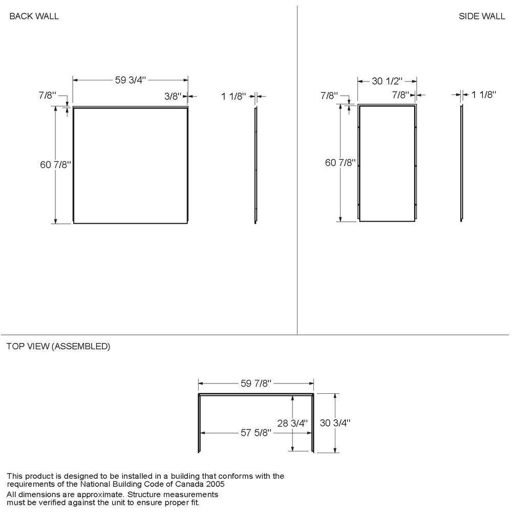 MAAX Utile Metro 30 in. x 59.8 in. x 81.4 in. Right Drain Alcove Bath and Shower Kit in Ash Grey Brushed Nickel Shower Door 106343-000-001-100