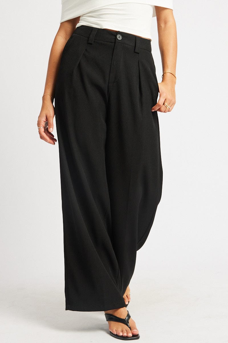 Black Wide Leg Pants High Rise