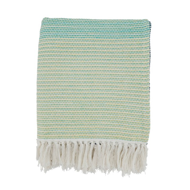 Chromatic Charm Color Block Throw Blanket Blue Saro Lifestyle