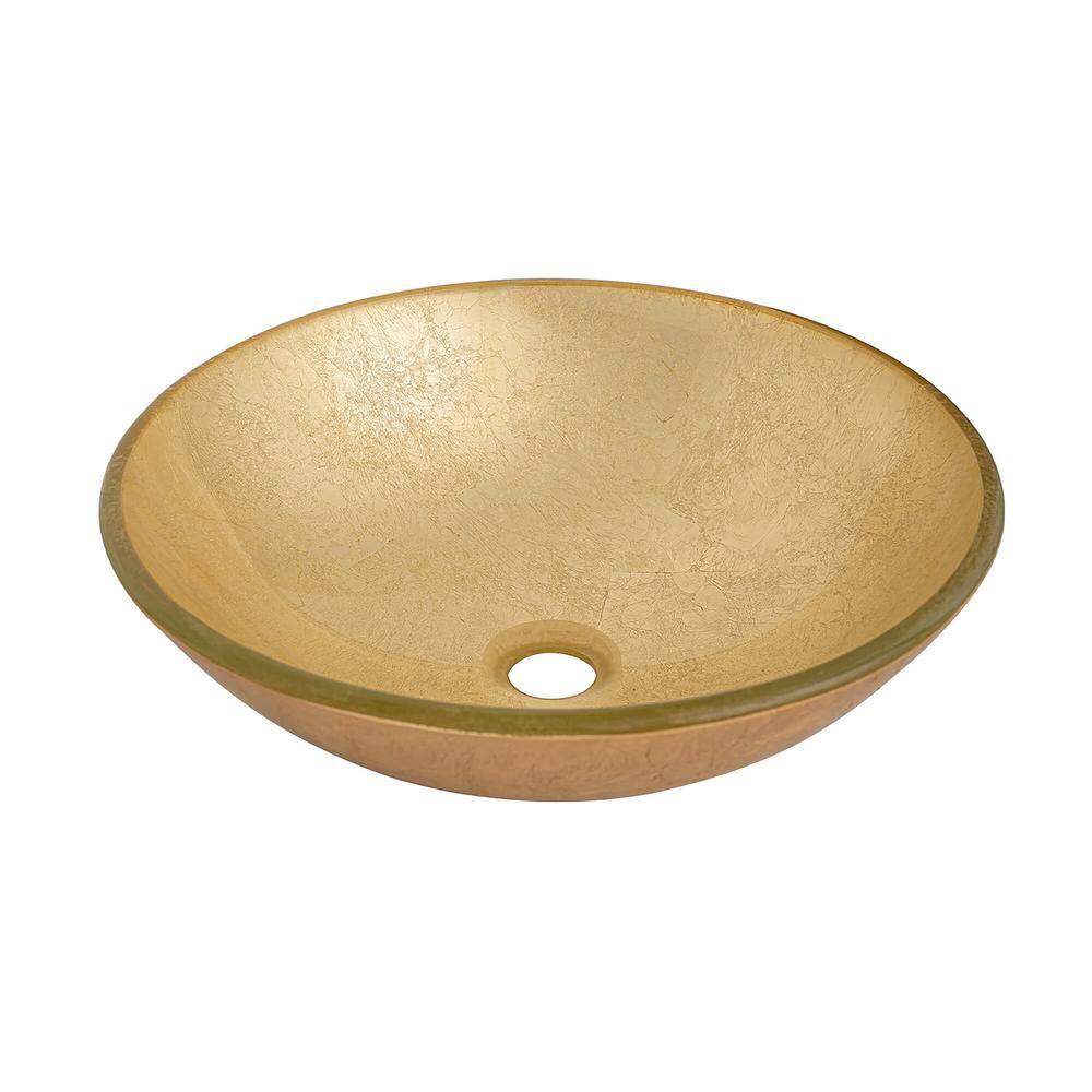 FINE FIXTURES Modern Gold Glass Round Vessel Sink MV1616GD