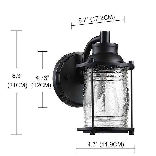 1-light outdoor wall light with black finish and  seeded glass shade Shopping - The Best Deals on Outdoor Wall Lanterns | 39888130