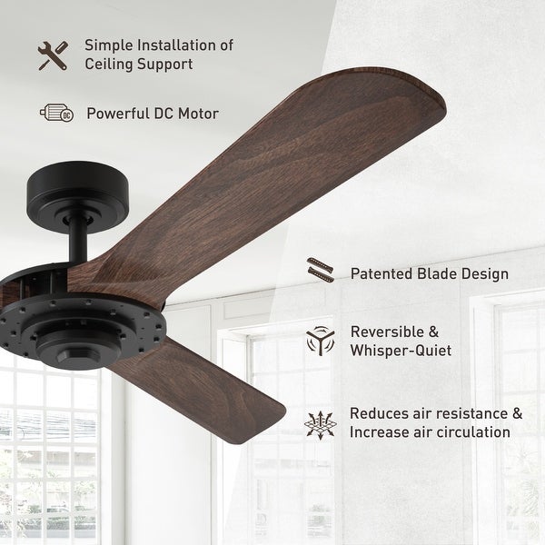 Aerofanture 52-inch Wood 3-blade Outdoor Porch Ceiling Fan with Remote Shopping - The Best Deals on Ceiling Fans | 38741056