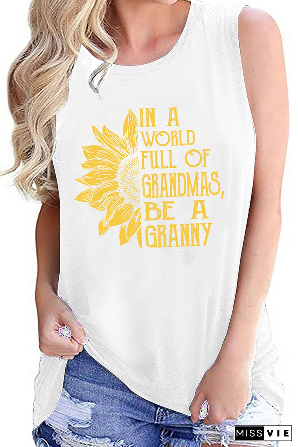 In a World full of Sunflowers Be a Granny Graphic Tank Top