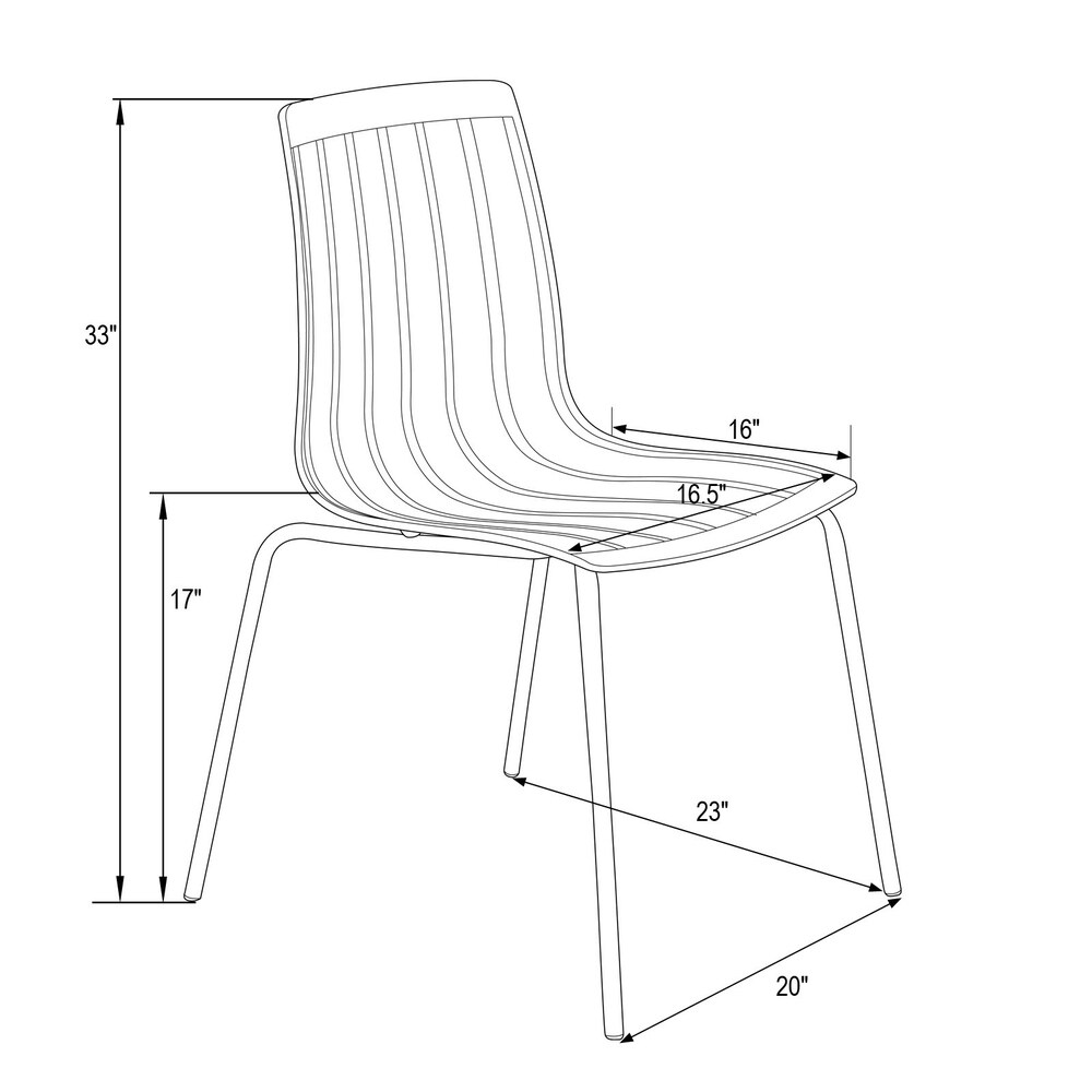 LeisureMod Ralph Mid Century Modern Clear Dining Side Chair