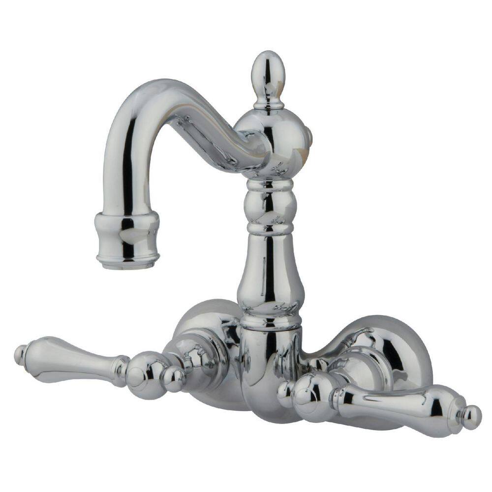 Kingston Brass Vintage 2-Handle Wall-Mount Clawfoot Tub Faucets in Polished Chrome HCC1072T1