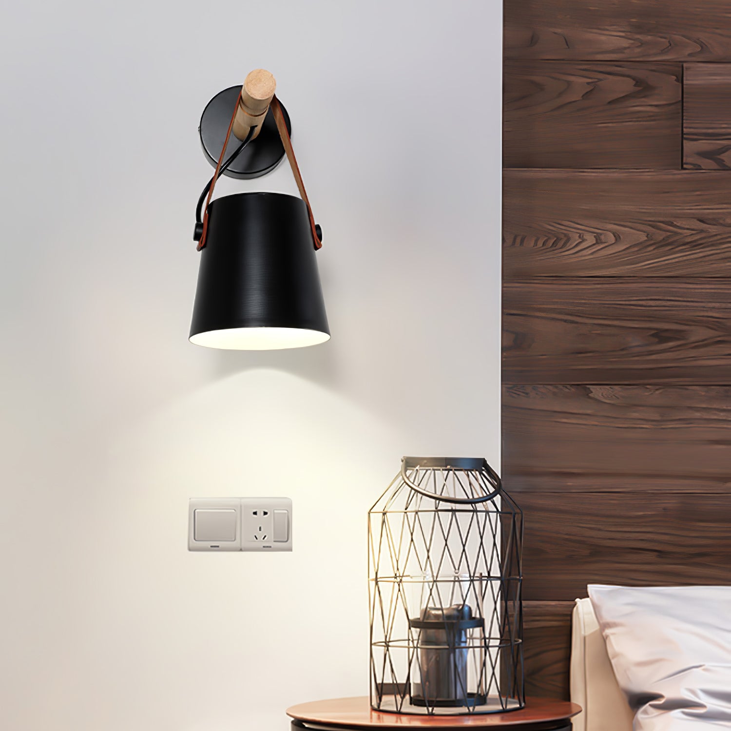 Wooden Conical Wall Light