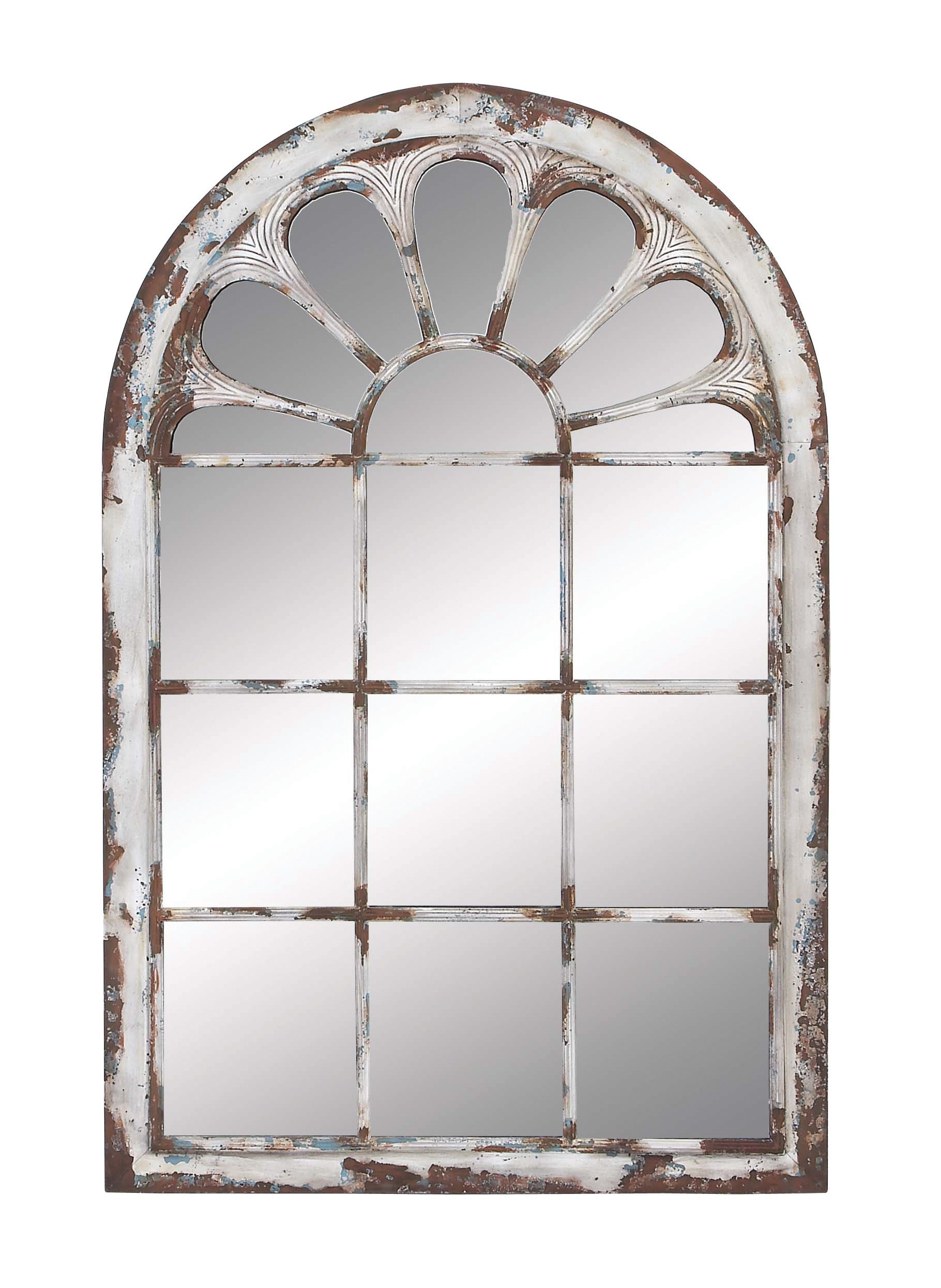 White Vintage Metal Wall Mirror 52 x 34