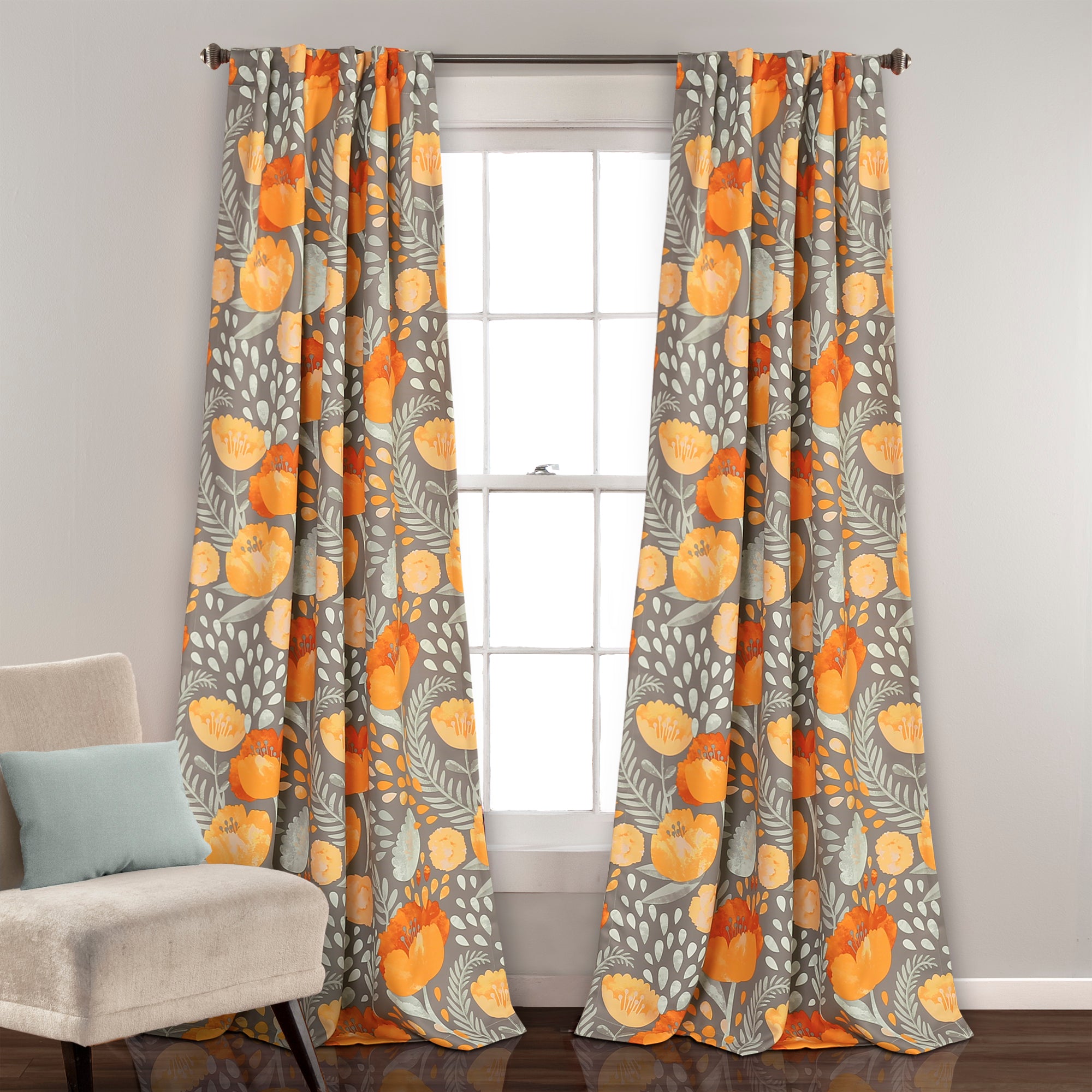 Poppy Garden Light Filtering Window Curtain Panel Set