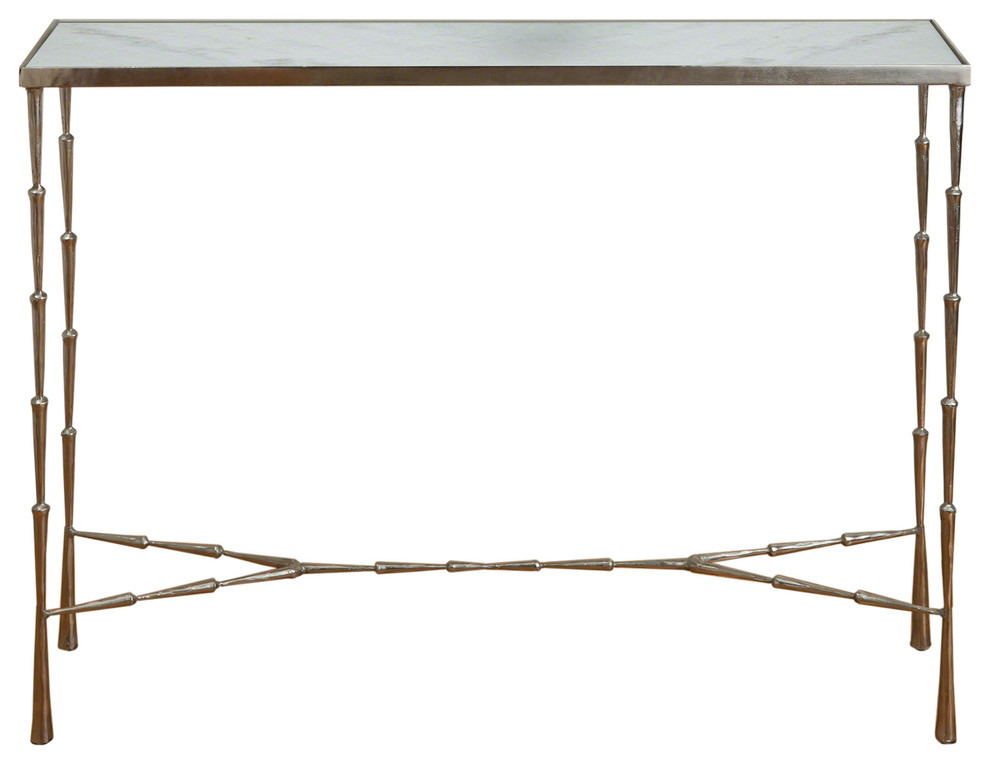 Spike Console  Antique Nickel With White Marble   Transitional   Console Tables   by GLOBAL VIEWS and Studio A  Houzz