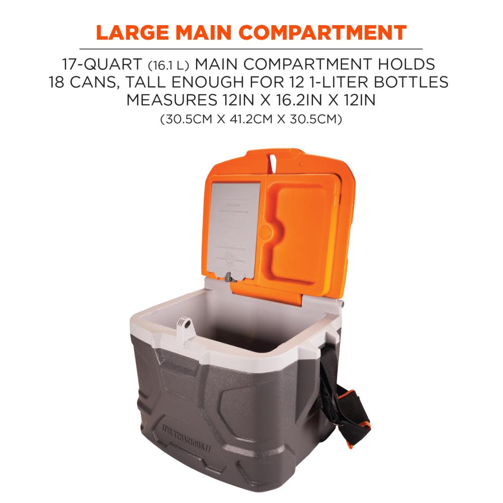 Ergodyne Chill Its 5170 Industrial Hard Sided Cooler 17 Quart Single Orange and Gray